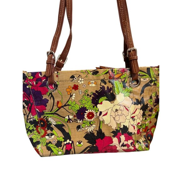 Sakroots Floral Large Satchel Bag Double Handles Gold Interior Top Zip Flowers - Picture 4 of 7
